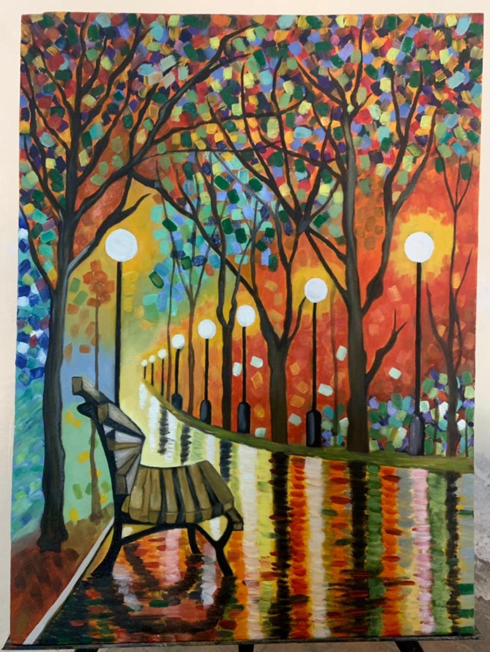 Colorful Evening Scene – Acrylic Painting